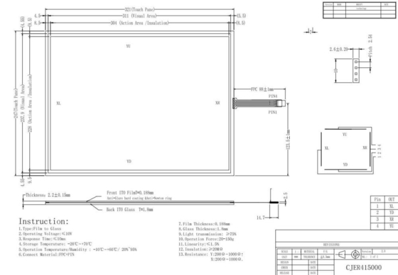 Cavo resistente 4 dell'alta di chiarezza impronta digitale resistente del touch screen a 15 pollici